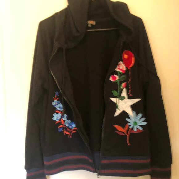 Cynthia Rowley embroidered zip-up hoodie sz XL - Picture 3 of 15